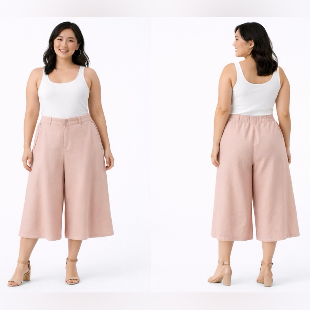 NWT Anthropologie Pilcro Linen Blend Culottes High Waist Wide Leg WMN Plus SZ 34